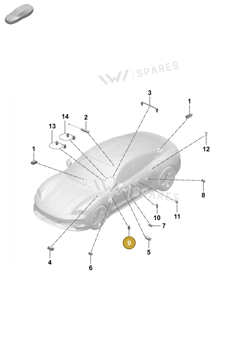 9J1947581F — Porsche Taycan Sport Turismo (2023-2025) diagram p64905200, position 9