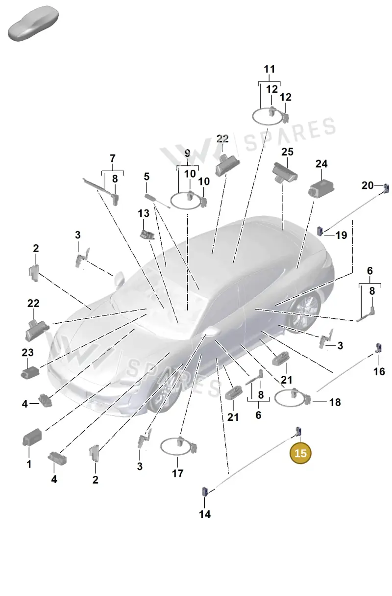 9J1947581R — Porsche Taycan Sport Turismo (2019-2024) diagram p56903045, position 15
