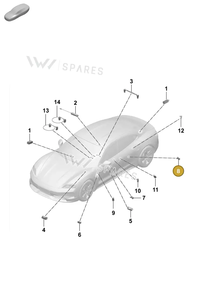 9J1947581T — Porsche Taycan Sport Turismo (2023-2025) diagram p64905200, position 8