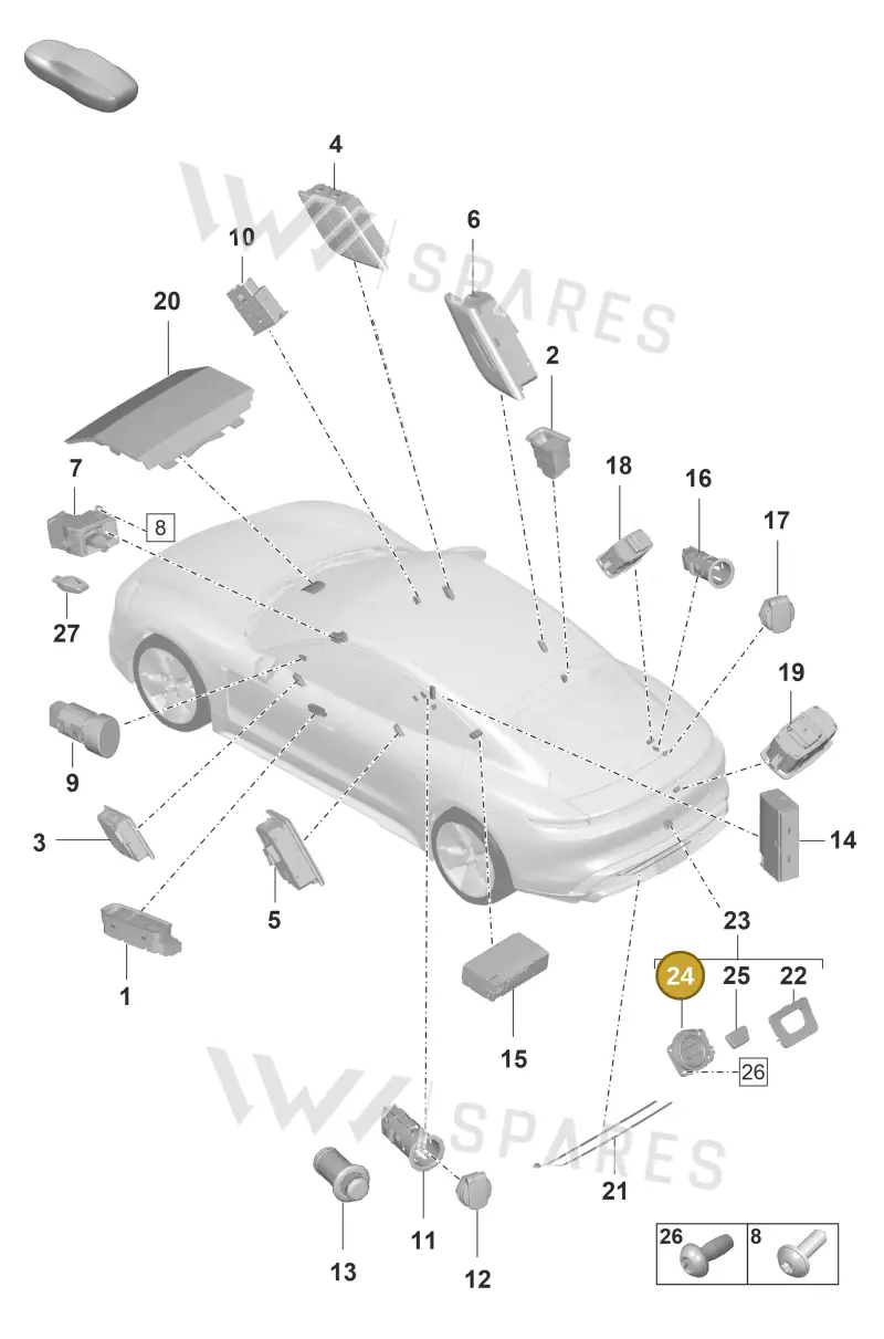 9J1959539B — Porsche Taycan Sport Turismo (2019-2024) diagram p56903050, position 24