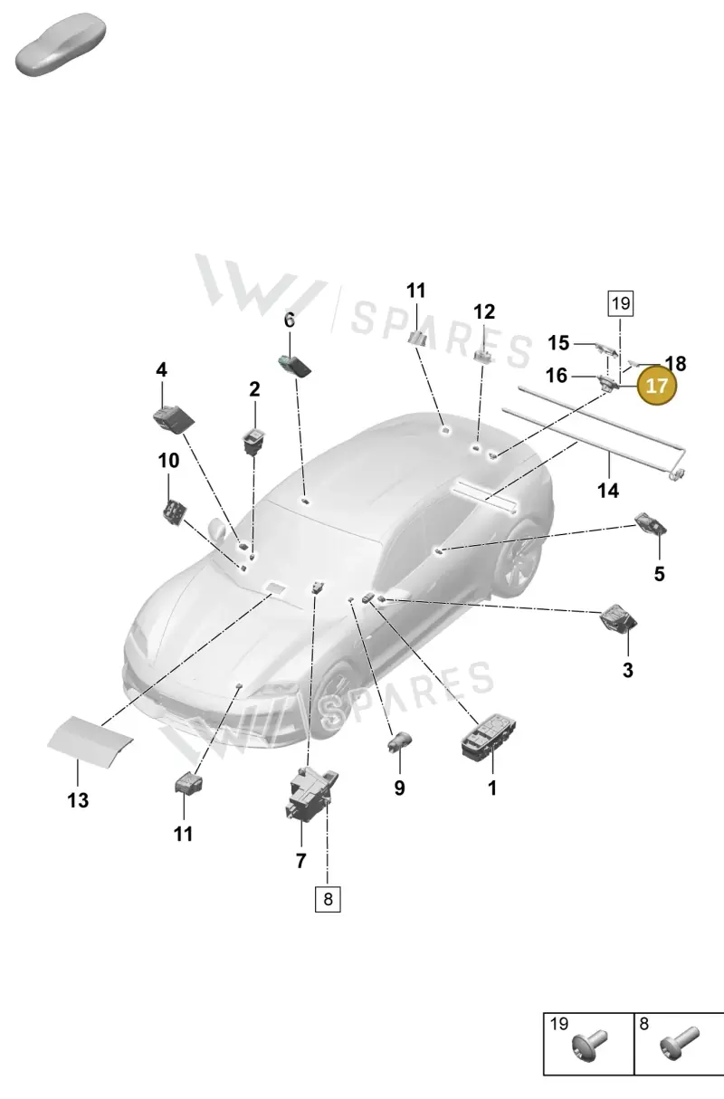 9J1959539B — Porsche Taycan Sport Turismo (2023-2025) diagram p64905400, position 17