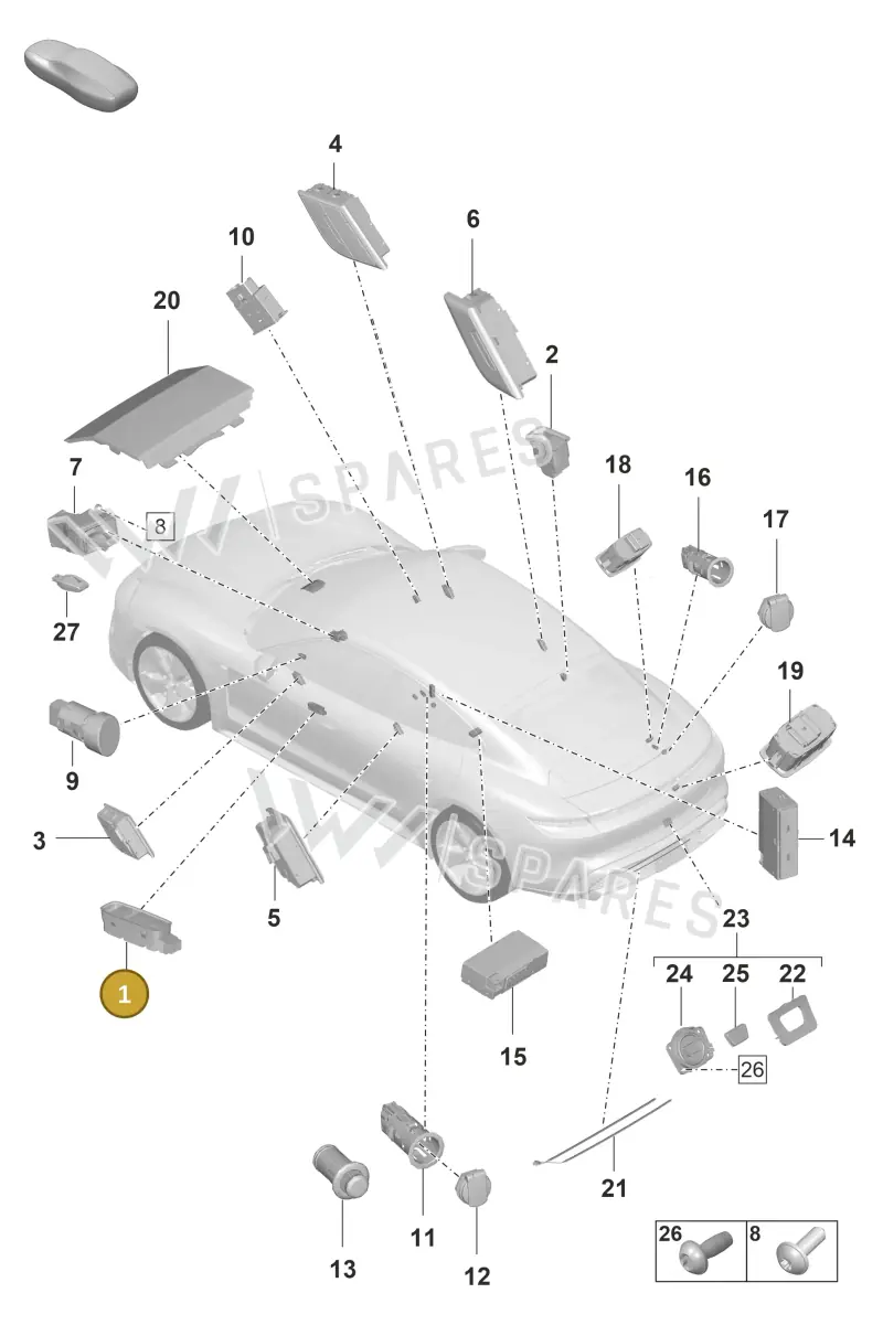 9J1959858D6N3 — Porsche Taycan Sport Turismo (2019-2024) diagram p56903050, position 1