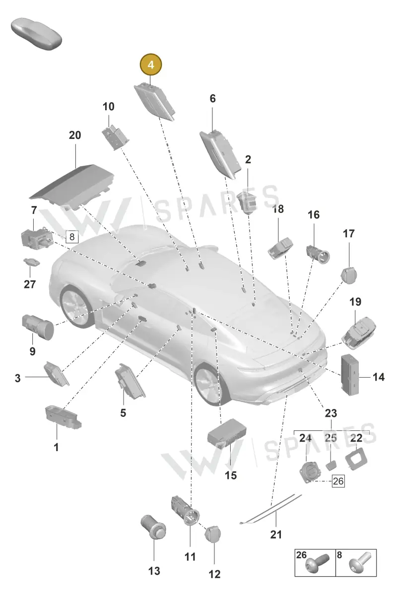 9J1962128ABHTO — Porsche Taycan Sport Turismo (2019-2024) diagram p56903050, position 4