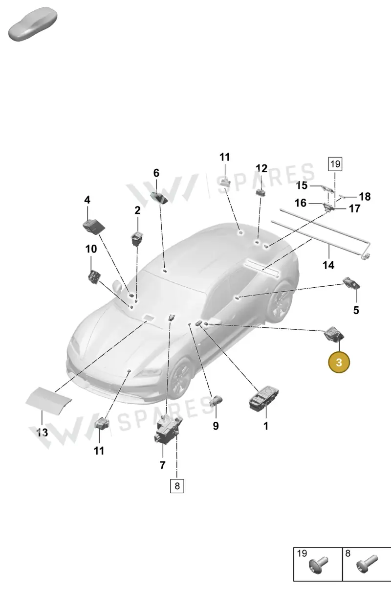 9J1962128BM6N3 — Porsche Taycan Sport Turismo (2023-2025) diagram p64905400, position 3