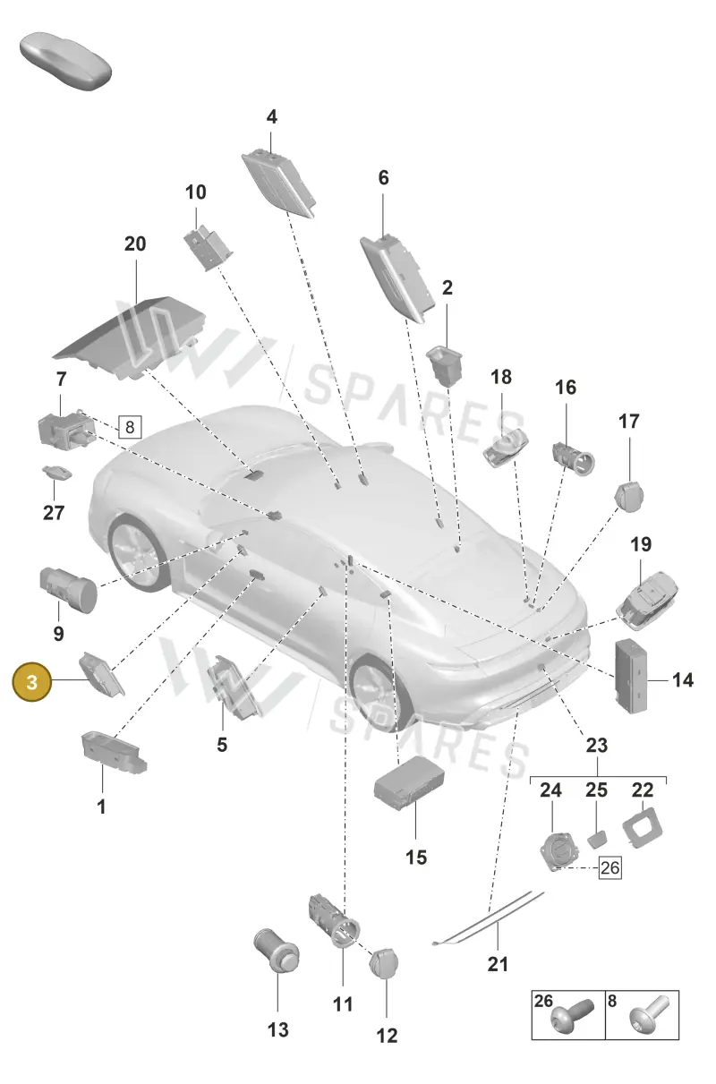 9J1962128FHTO — Porsche Taycan Sport Turismo (2019-2024) diagram p56903050, position 3