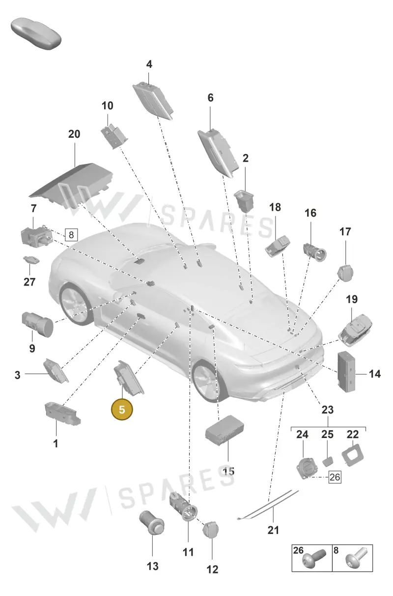 9J1962128KHTO — Porsche Taycan Sport Turismo (2019-2024) diagram p56903050, position 5