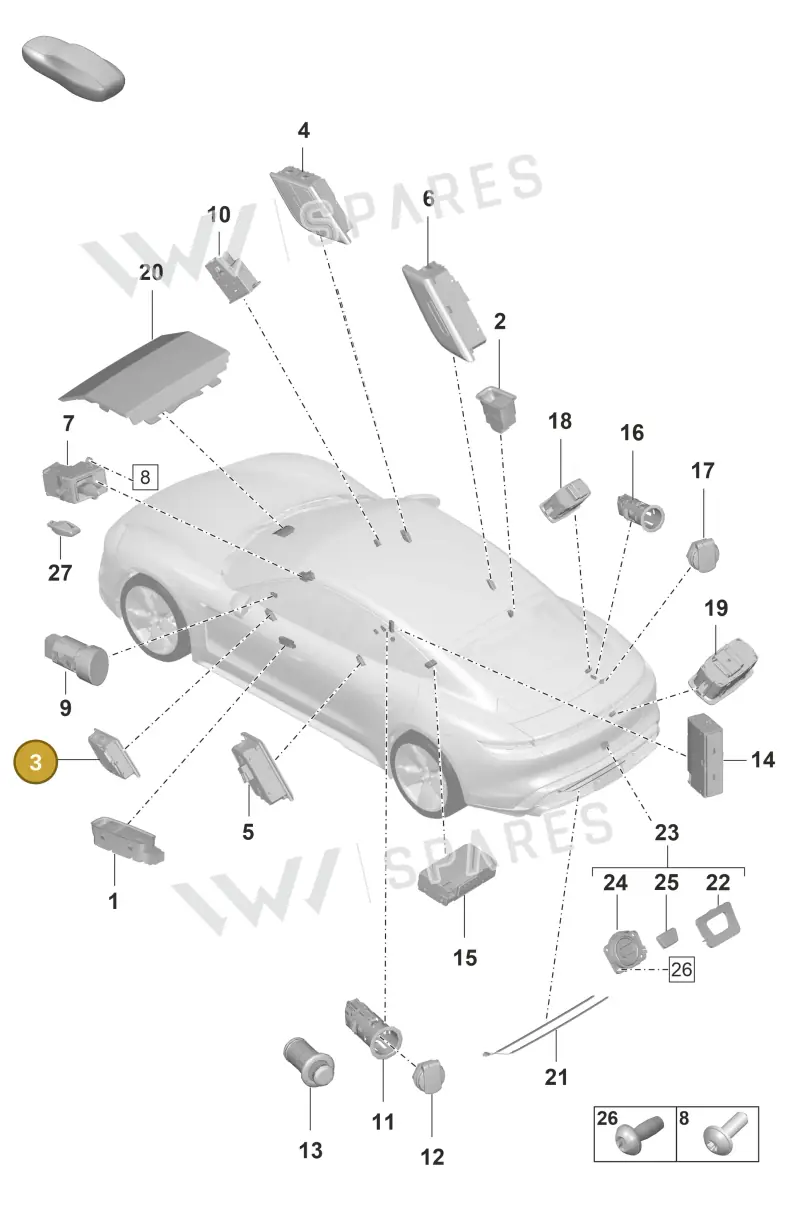9J1962128QHTO — Porsche Taycan Sport Turismo (2019-2024) diagram p56903050, position 3