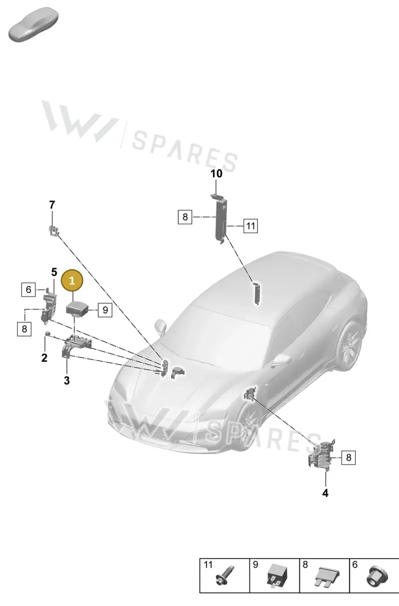 9JA937548A — Porsche Taycan Sport Turismo (2023-2025) diagram p64902000, position 1