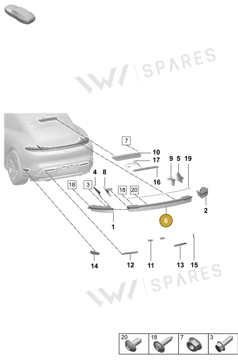 9JA945082D — Porsche Taycan Sport Turismo (2023-2025) diagram p64908400, position 6