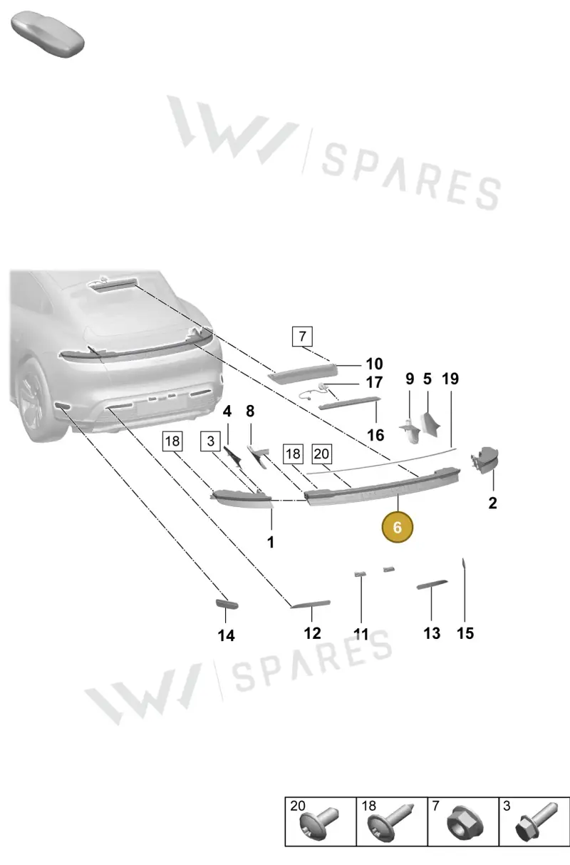 9JA945082E — Porsche Taycan Sport Turismo (2023-2025) diagram p64908400, position 6