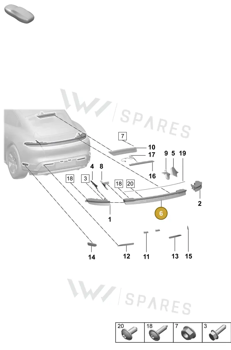 9JA945082F — Porsche Taycan Sport Turismo (2023-2025) diagram p64908400, position 6