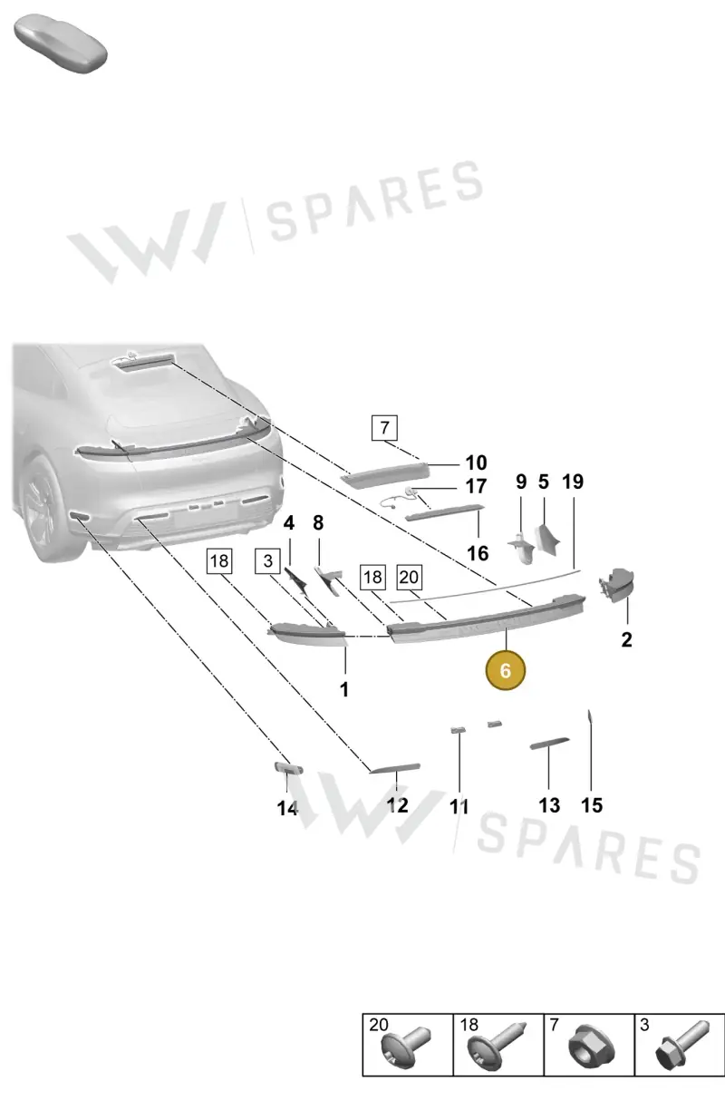9JA945082G — Porsche Taycan Sport Turismo (2023-2025) diagram p64908400, position 6
