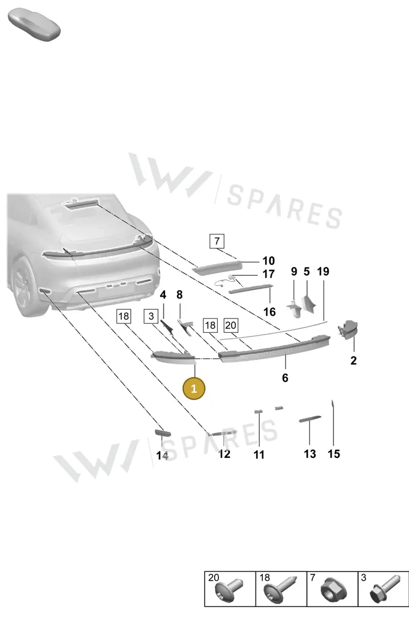 9JA945095A — Porsche Taycan Sport Turismo (2023-2025) diagram p64908400, position 1