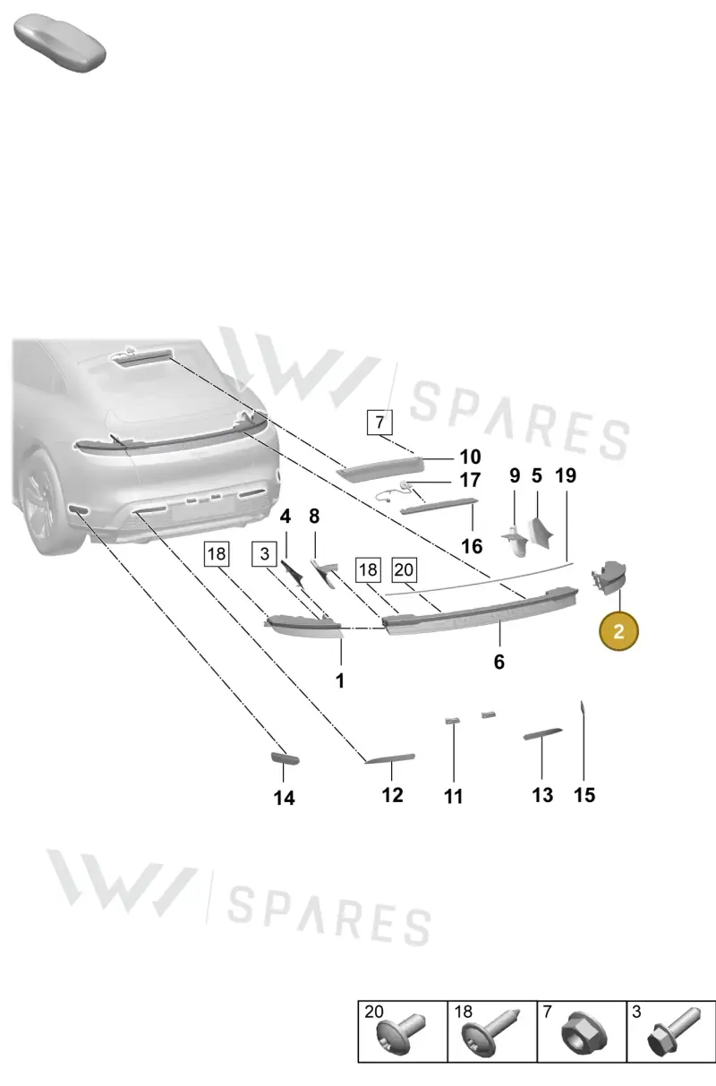 9JA945096A — Porsche Taycan Sport Turismo (2023-2025) diagram p64908400, position 2