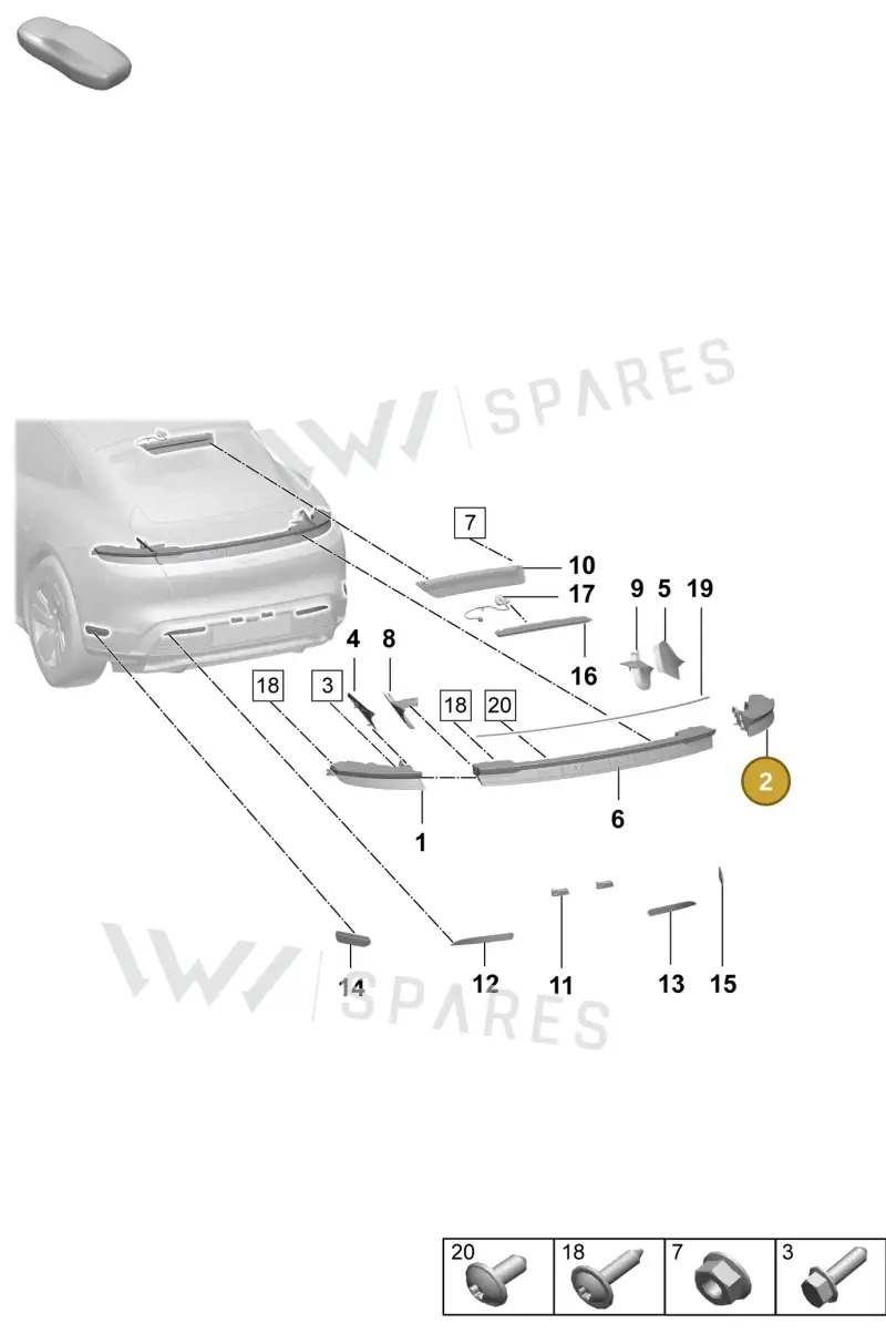 9JA945308A — Porsche Taycan Sport Turismo (2023-2025) diagram p64908400, position 2