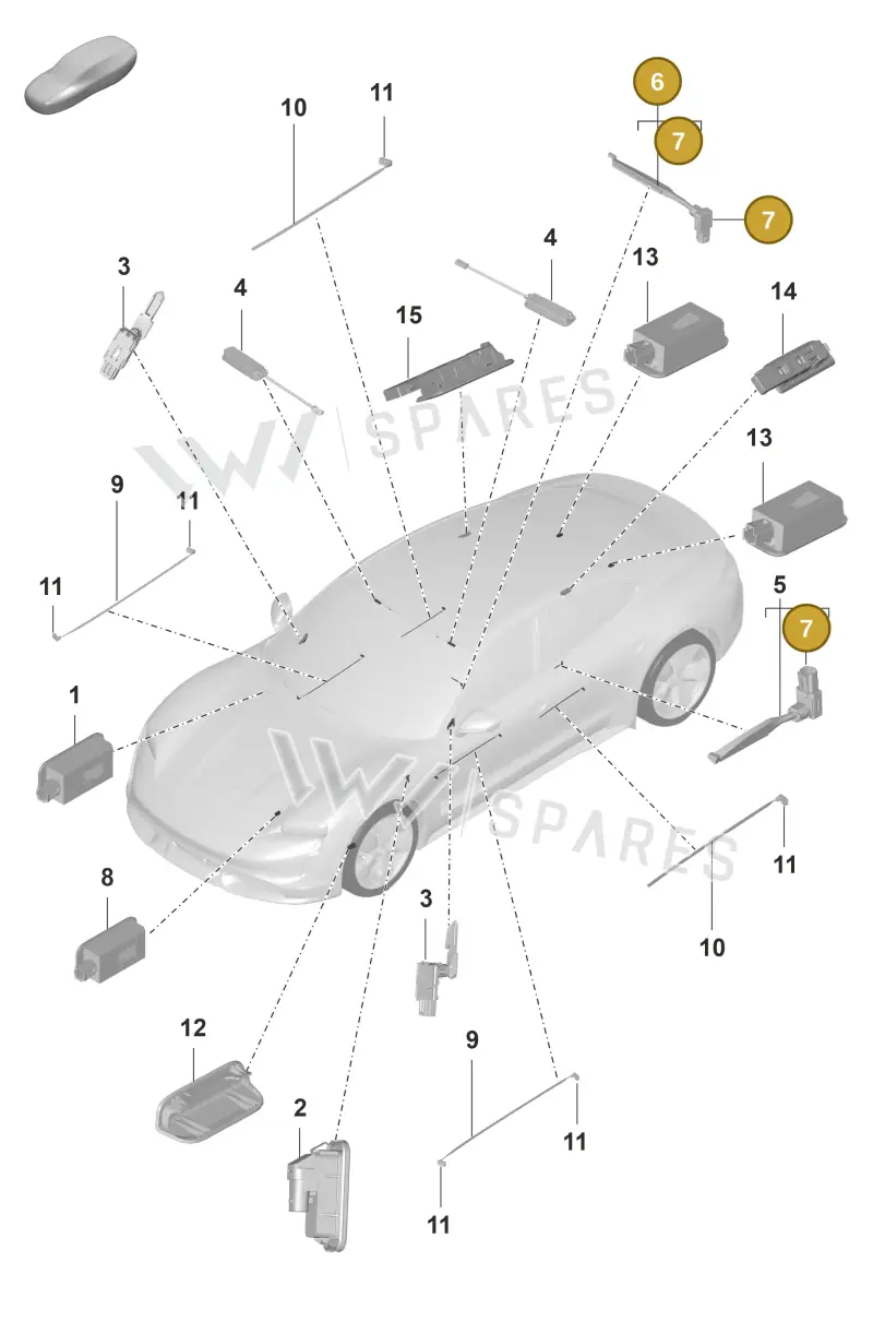 9JA947267 — Porsche Taycan Sport Turismo (2019-2024) diagram p56903040, position 6+7