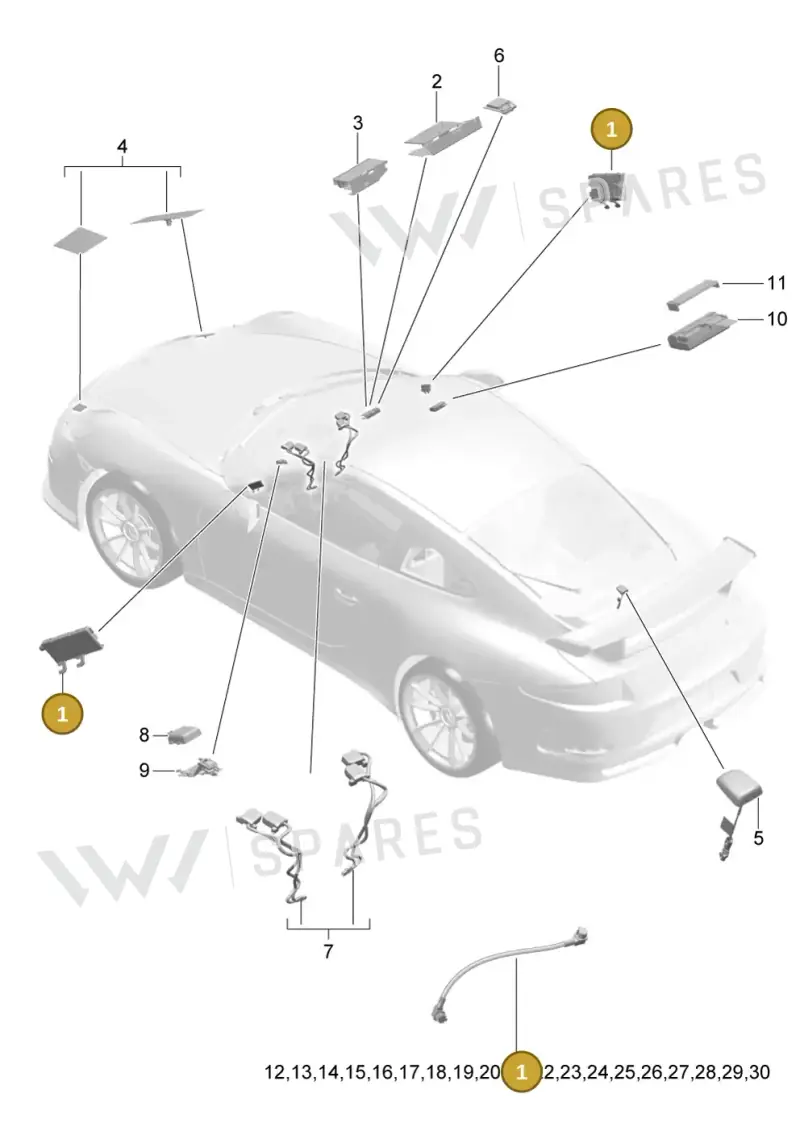 9P1035225 — Porsche 991 R (2013-2020) diagram p41911004, position 1