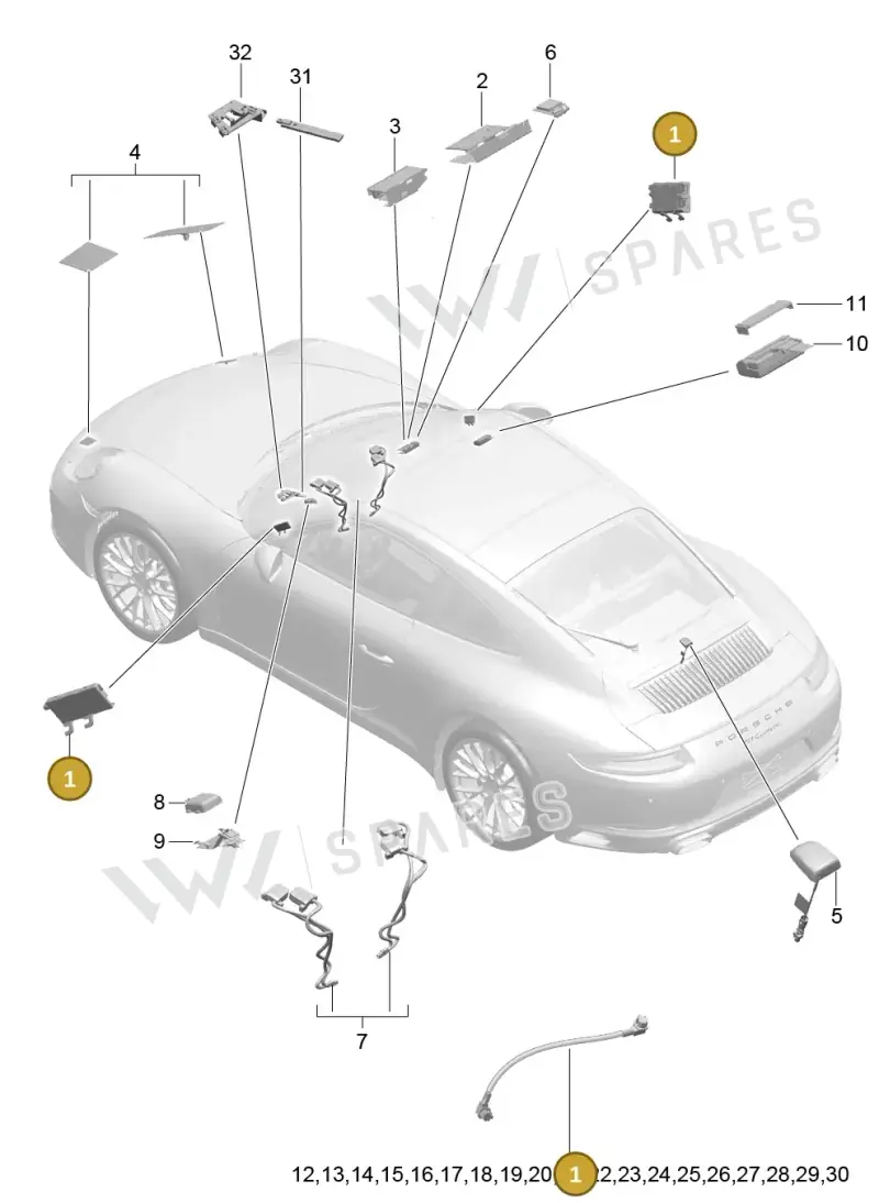 9P1035225A — Porsche 911 (2016-2019) diagram p47911002, position 1