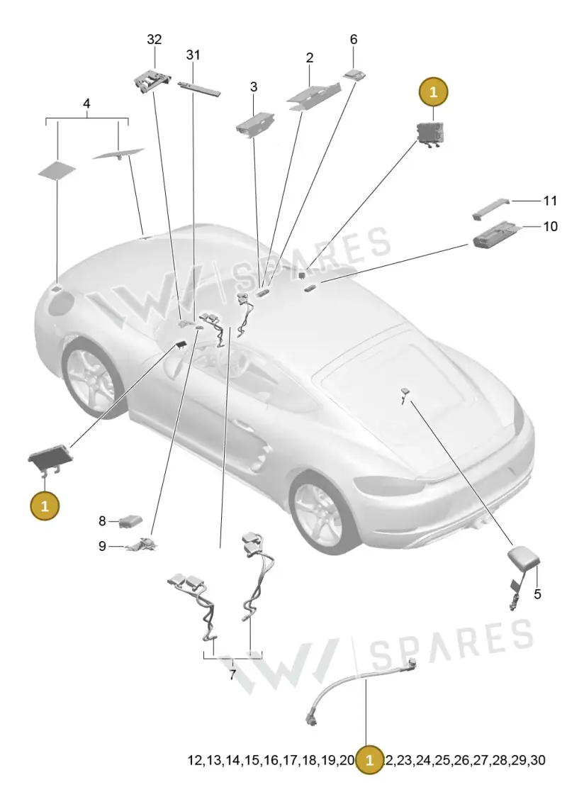 9P1035225A — Porsche Cayman (2016-2019) diagram p50911002, position 1
