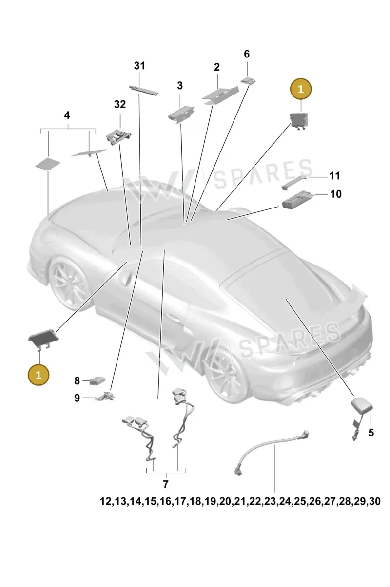 9P1035225A — Porsche Cayman (2019-2022) diagram p55911020, position 1
