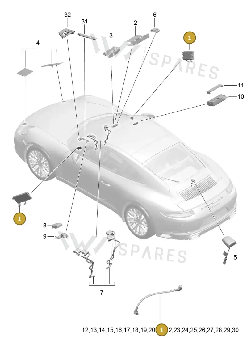 9P1035225B — Porsche 911 (2016-2019) diagram p47911002, position 1