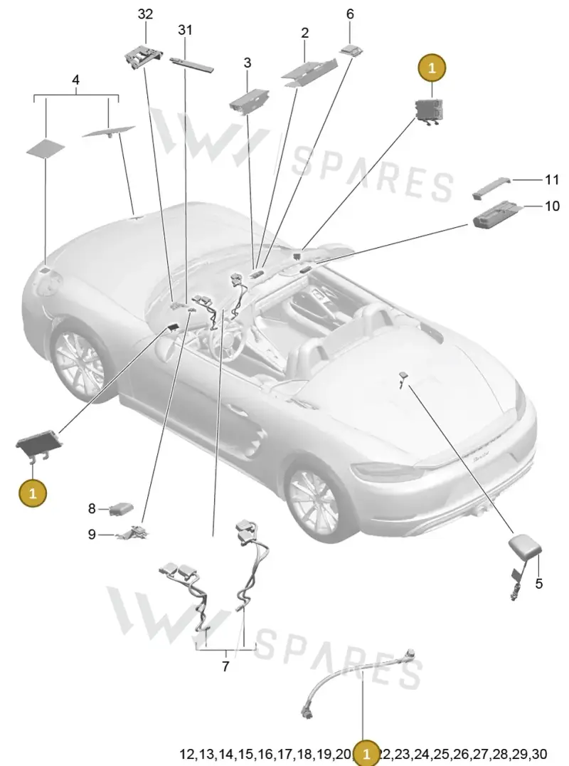 9P1035225B — Porsche Boxster (2016-2019) diagram p48911002, position 1