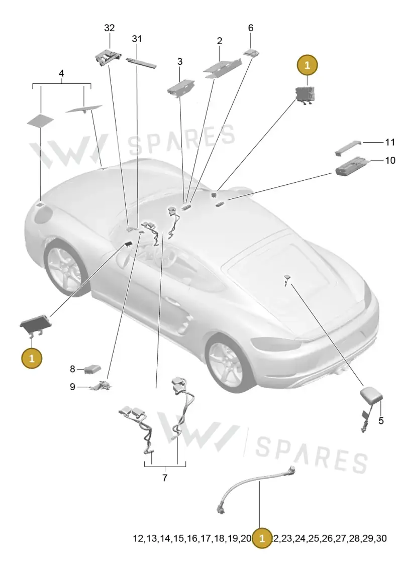 9P1035225B — Porsche Cayman (2016-2019) diagram p50911002, position 1