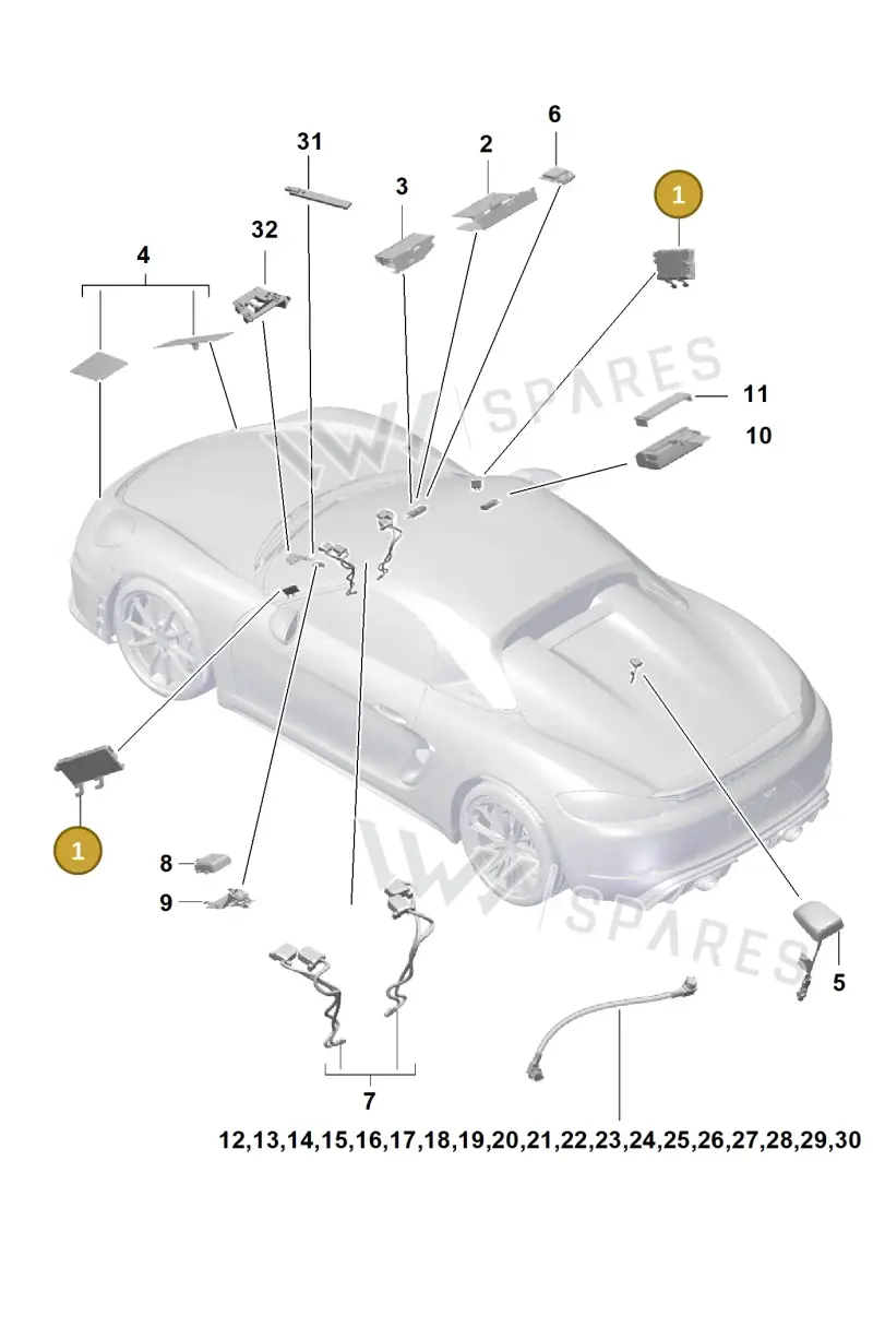 9P1035225B — Porsche Boxster Spyder (2019-2020) diagram p54911020, position 1
