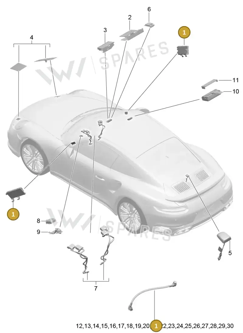 9P1035225C — Porsche GT2 RS Clubsport (2013-2020) diagram p42911004, position 1