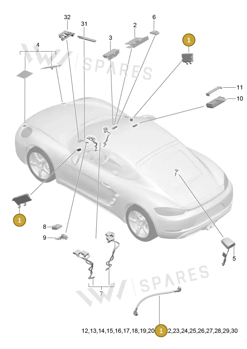 9P1035225F — Porsche Cayman (2016-2019) diagram p50911002, position 1