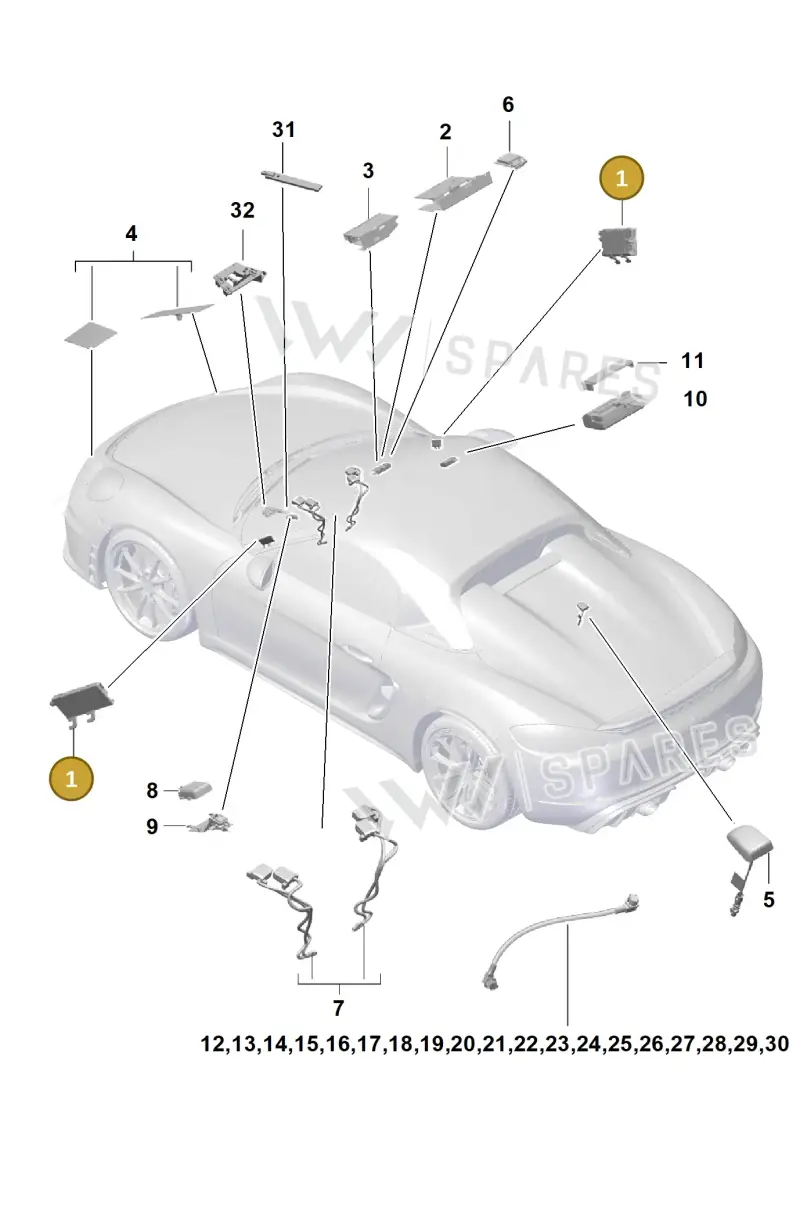 9P1035225 — Porsche Boxster Spyder (2019-) diagram p54911020, position 1