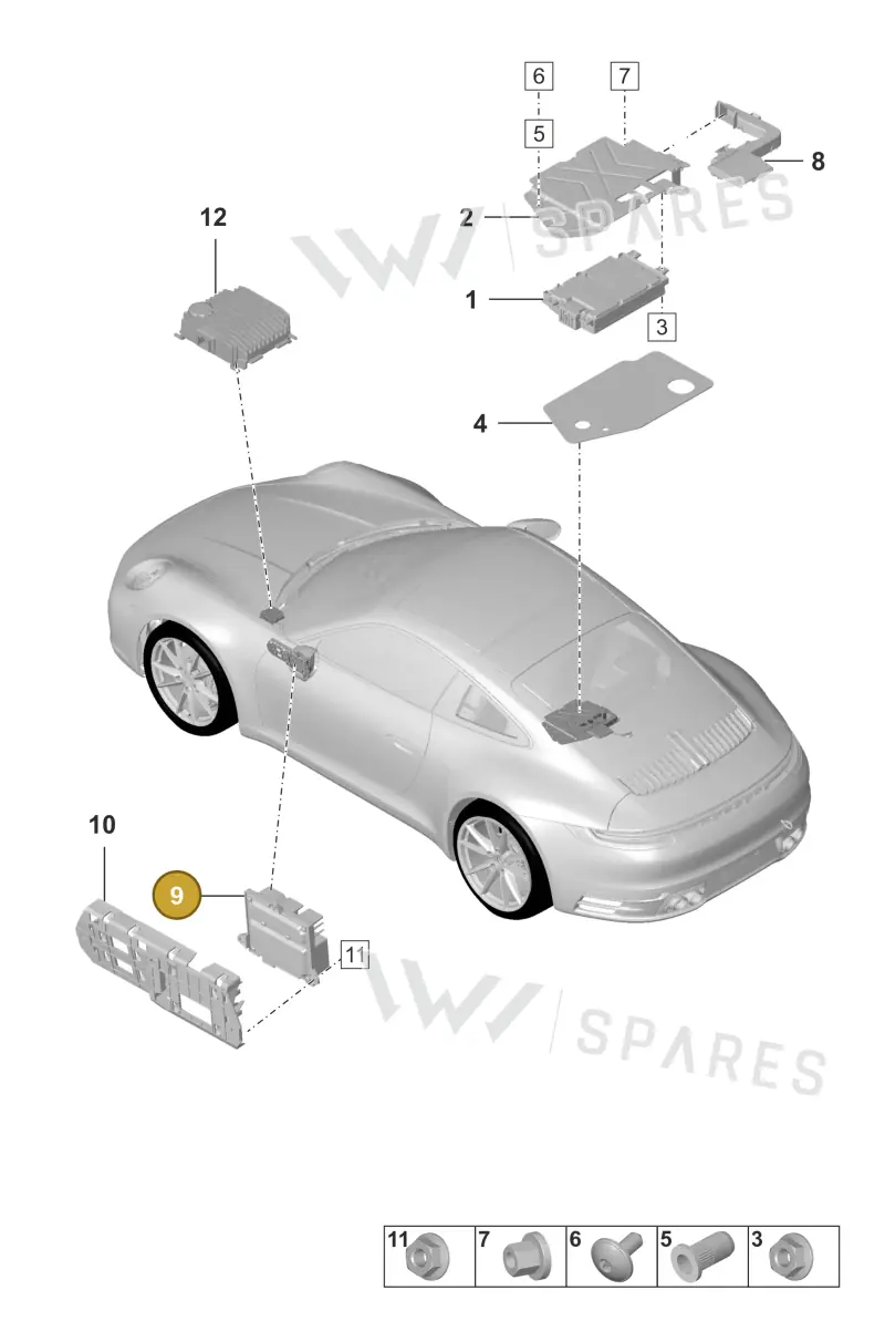 9P1035465A — Porsche 911 (2018-2024) diagram p53911100, position 9
