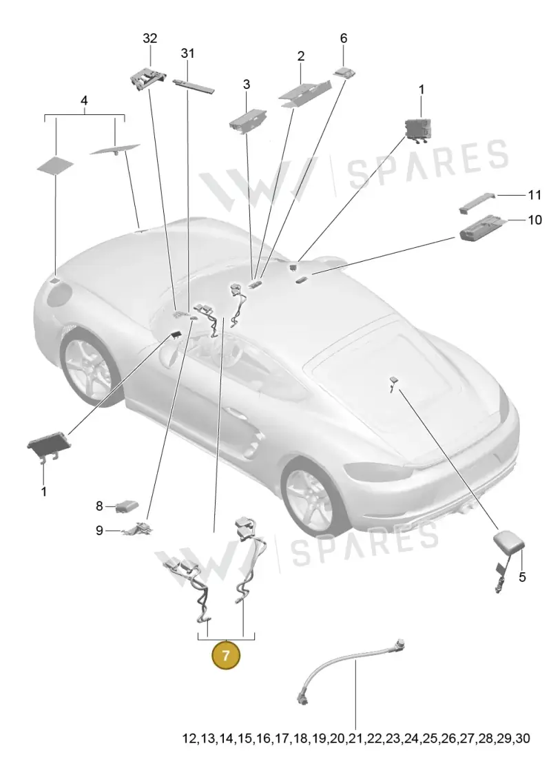 9P1035504A — Porsche Cayman (2016-2019) diagram p50911002, position 7