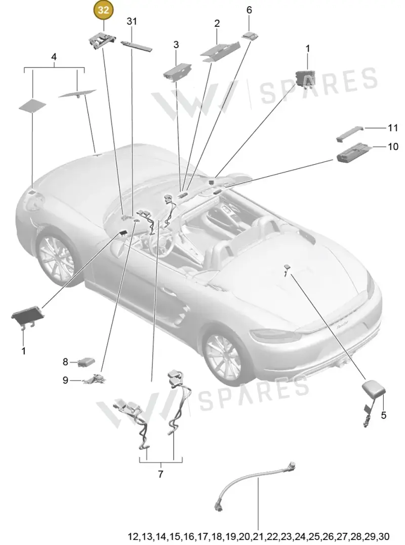 9P1035525 — Porsche Boxster (2016-2019) diagram p48911002, position 32