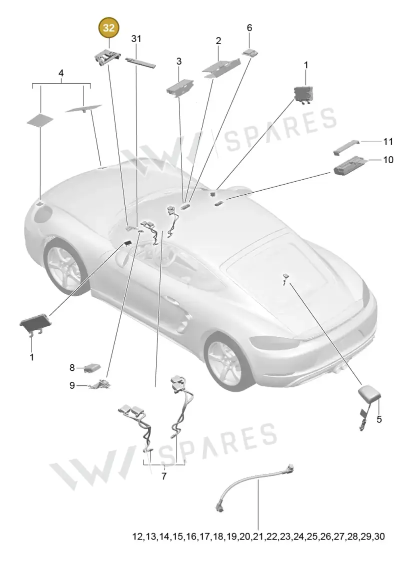 9P1035525 — Porsche Cayman (2016-2019) diagram p50911002, position 32