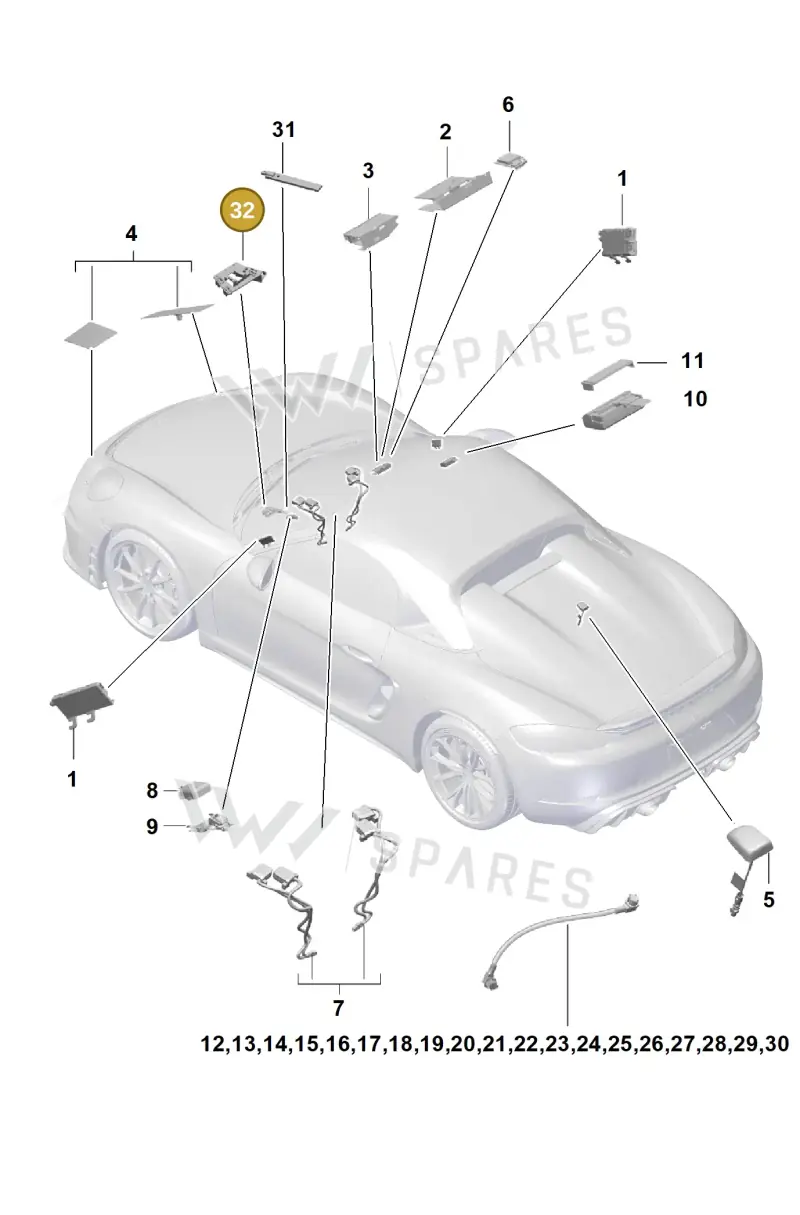 9P1035525A — Porsche Boxster Spyder (2019-2020) diagram p54911020, position 32