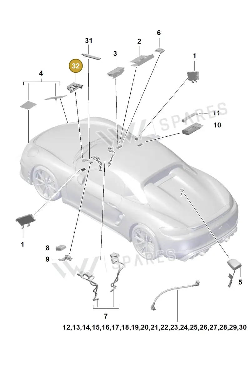 9P1035525 — Porsche Boxster Spyder (2019-2020) diagram p54911020, position 32