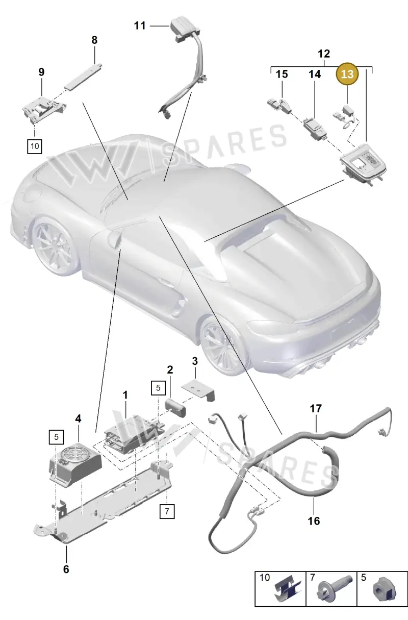 9P1035712 — Porsche Boxster Spyder (2019-2020) diagram p54911040, position 13