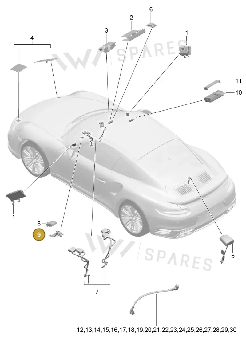 9P1035755 — Porsche GT2 RS Clubsport (2013-2020) diagram p42911004, position 9