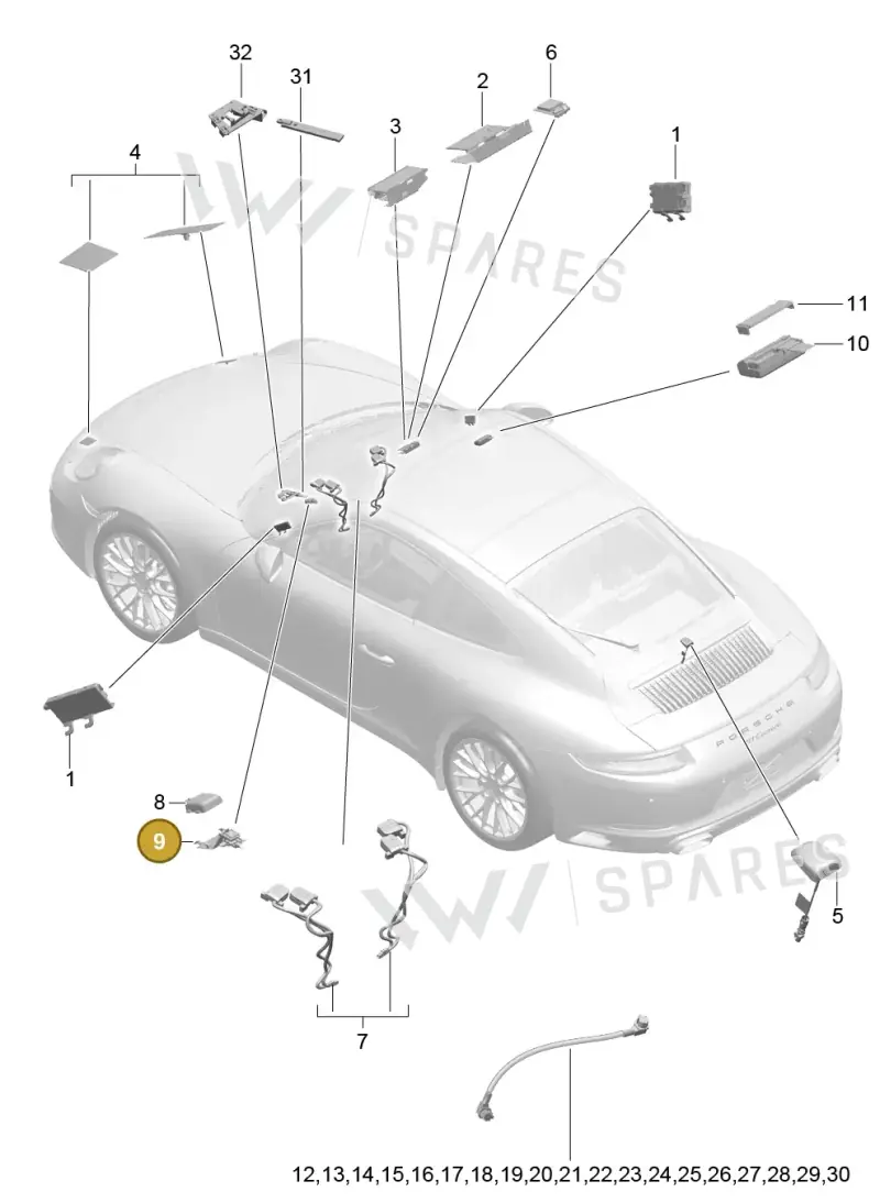 9P1035755 — Porsche 911 (2016-2019) diagram p47911002, position 9
