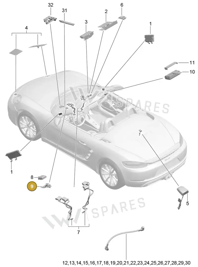9P1035755 — Porsche Boxster (2016-2019) diagram p48911002, position 9
