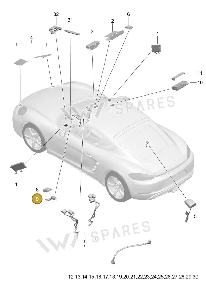 9P1035755 — Porsche Cayman (2016-2019) diagram p50911002, position 9