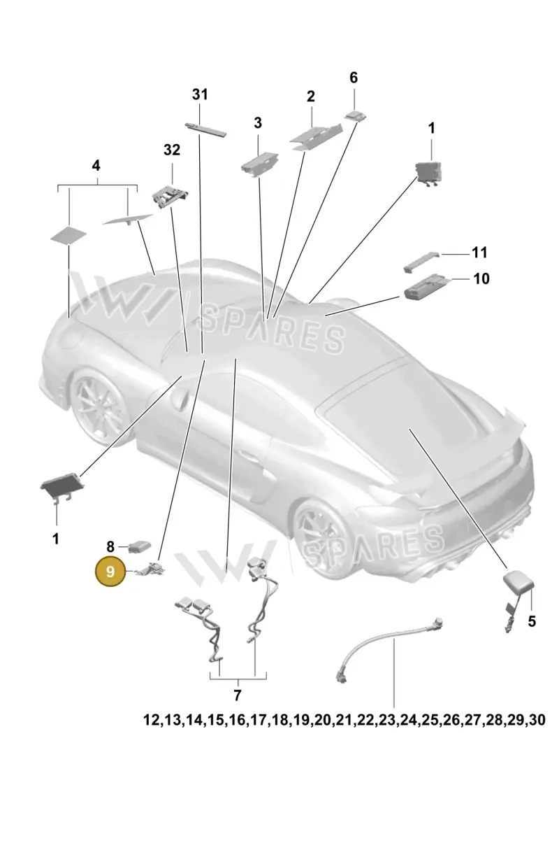 9P1035755 — Porsche Cayman (2019-2022) diagram p55911020, position 9