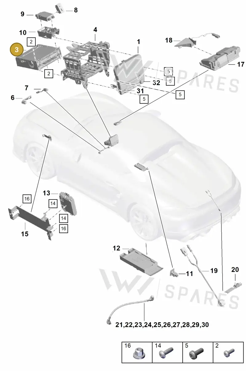 9P1035896M — Porsche Boxster Spyder (2019-2020) diagram p54911000, position 3