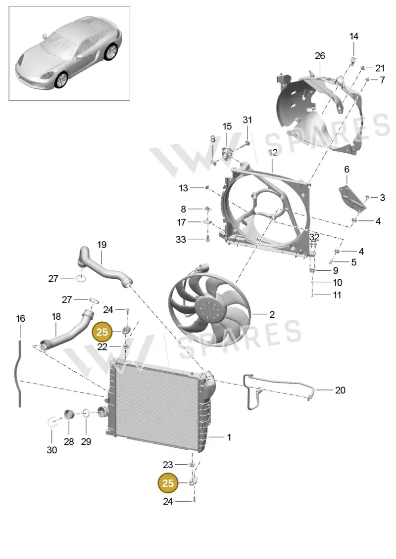 9P1121241 — Porsche Cayman (2016-2019) diagram p50105015, position 25