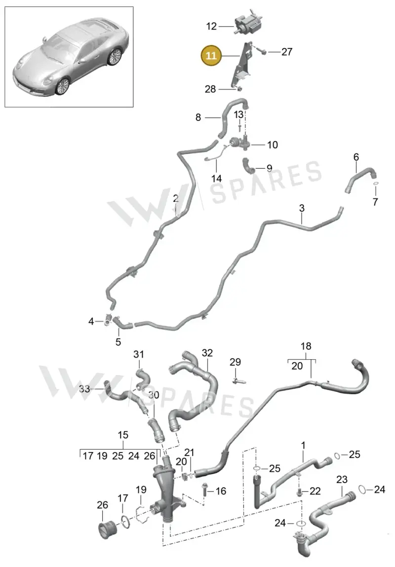 9P1121313 — Porsche 911 (2016-2019) diagram p47105005, position 11