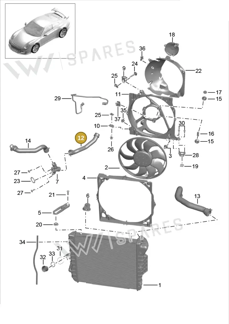 9P1121623 — Porsche 911 (2013-2020) diagram p41105015, position 12