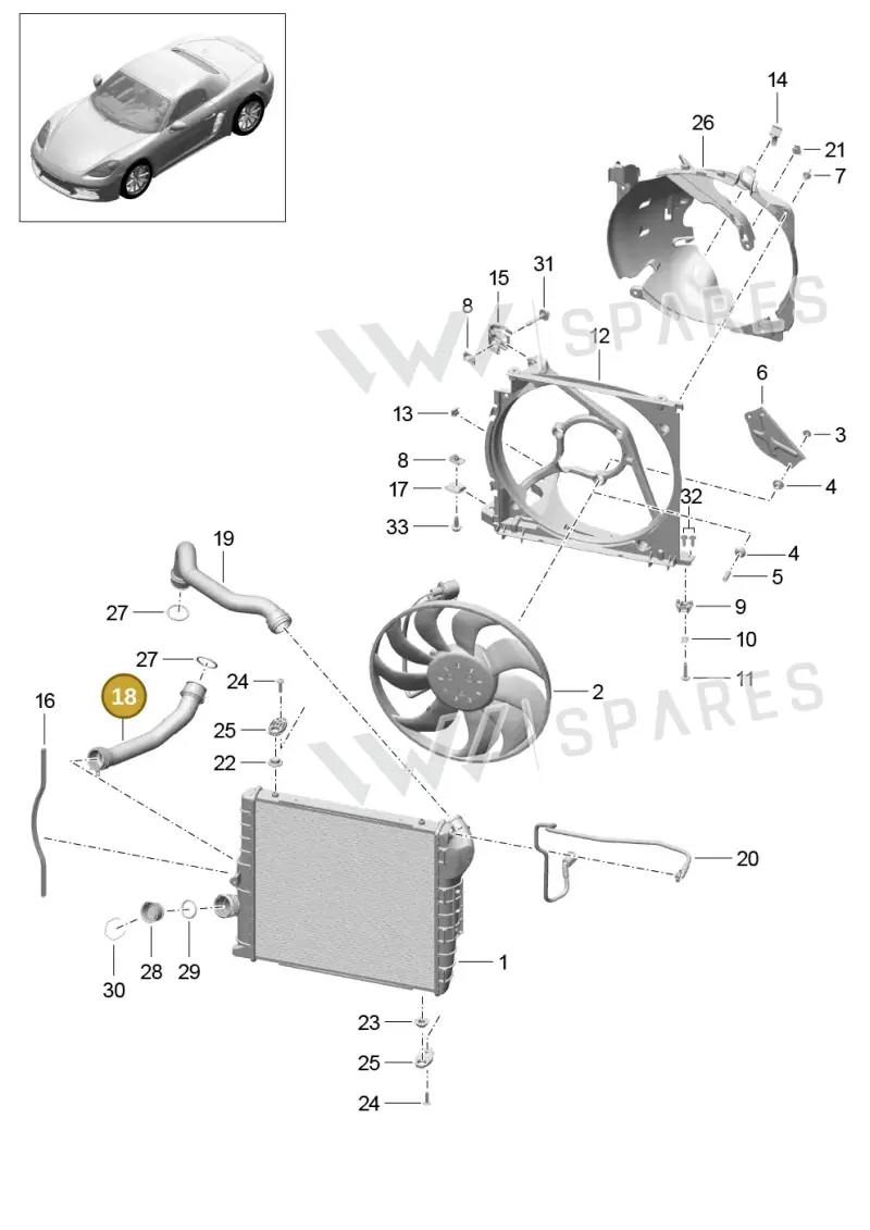 9P1121623 — Porsche Boxster (2016-2019) diagram p48105015, position 18