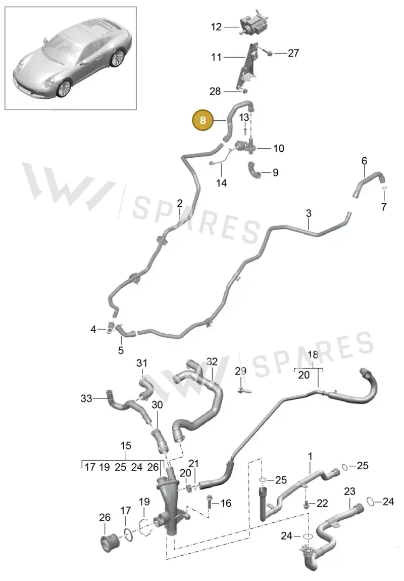 9P1121626 — Porsche 911 (2016-2019) diagram p47105005, position 8