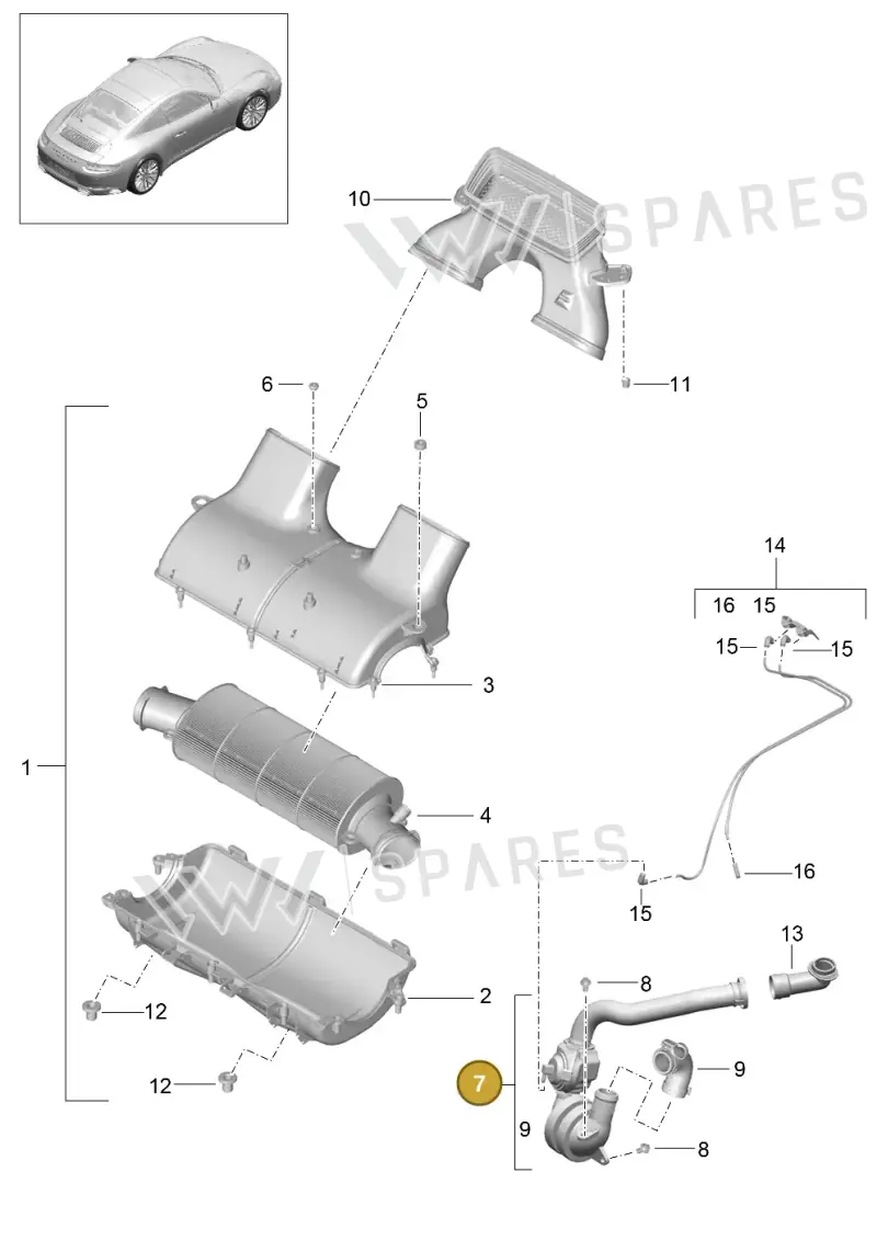 9P1129504C — Porsche 911 (2016-2019) diagram p47106000, position 7
